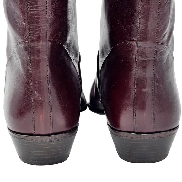 14D Vintage NEW Bally Calfskin Leather Dress Boots Burgundy Brown Italy with Box - Picture 15 of 16